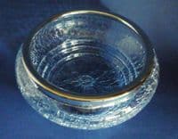 Art Deco Blue Ice Crackle Glass Bowl c1930