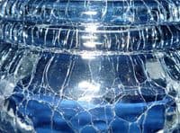 Art Deco Blue Ice Crackle Glass Bowl c1930