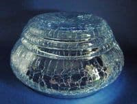Art Deco Blue Ice Crackle Glass Bowl c1930