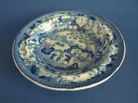 Blue and White Pearlware 'Chinese Flowering Pot' or 'Gardener' Tart Dish c1820