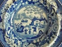 Blue and White Pearlware 'Chinese Flowering Pot' or 'Gardener' Tart Dish c1820