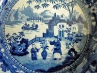 Blue and White Pearlware 'Chinese Flowering Pot' or 'Gardener' Tart Dish c1820