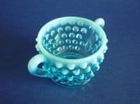 Blue Opalescent 'Hobnail' Glass Sugar Bowl c1900