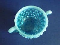 Blue Opalescent 'Hobnail' Glass Sugar Bowl c1900