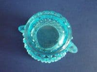 Blue Opalescent 'Hobnail' Glass Sugar Bowl c1900
