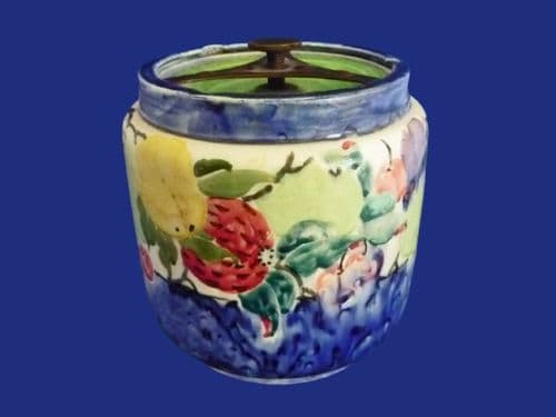 Bough Pottery Hand Painted Tobacco Jar by Elizabeth Amour c1920