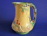 Burleigh Ware Art Deco 'Garden' Jug with Flower Handle c1935