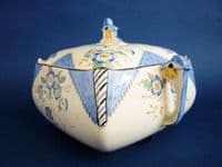Burleigh Ware Blue 'Maytime' Imperial Shape Art Deco Tureen c1925