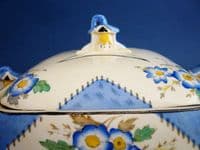Burleigh Ware Blue 'Maytime' Imperial Shape Art Deco Tureen c1925