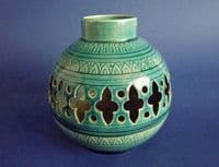 Burmantofts Faience Pierced Blue Vase c1885 (Sold)