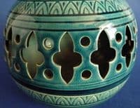 Burmantofts Faience Pierced Blue Vase c1885 (Sold)