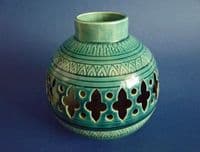 Burmantofts Faience Pierced Blue Vase c1885 (Sold)