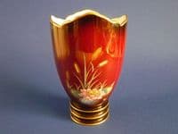 Carlton Ware 'Bullrushes and Dragonfly' Rouge Royale Vase c1950