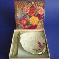 Carlton Ware Green 'Foxglove' Butter Dish and Knife Boxed Gift Set c1940