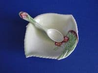 Carlton Ware Green 'Primula' Jam Dish and Spoon c1939