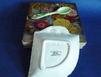 Carlton Ware Green 'Primula' Jam Dish and Spoon in Original Box c1939