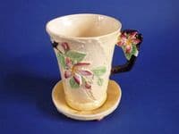 Carlton Ware Yellow 'Apple Blossom' Hot Chocolate Mug with Lid c1938
