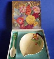Carlton Ware Yellow 'Apple Blossom' Jam Dish and Spoon Boxed Set c1939