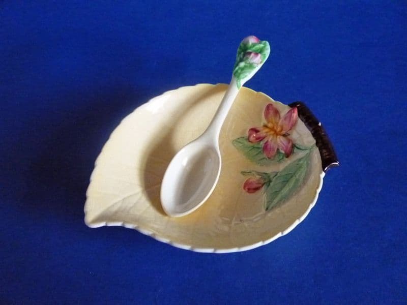 Carlton Ware Yellow Apple Blossom Jam Dish and Spoon Boxed
