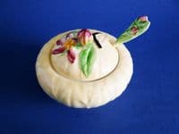 Carlton Ware Yellow 'Apple Blossom' Jam Pot and Spoon c1939