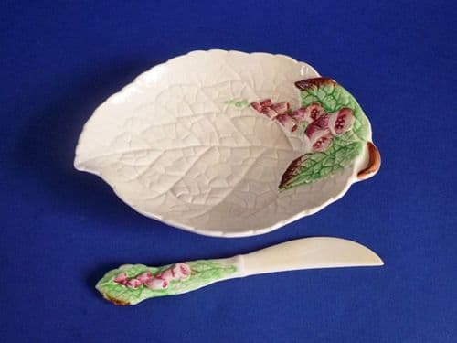 Carlton Ware Yellow 'Foxglove' Butter Dish and Knife c1939