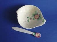 Carlton Ware Yellow 'Wild Rose' Butter Dish and Knife c1940