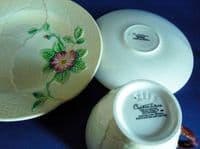 Carlton Ware Yellow 'Wild Rose' Cup, Saucer and Plate (Trio) c1939 #1