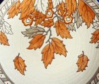 Charlotte Rhead Crown Ducal 'Golden Leaves' Wall Plaque c1937 - Pattern 4921