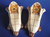 Charlotte Rhead H J Wood Bursley Ware 'Trellis' Wall Pockets c1950 - Pattern TL3
