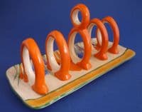 Clarice Cliff Bizarre Autumn 'Crocus' 5 Bar Toast Rack c1930