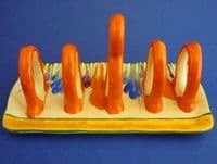 Clarice Cliff Bizarre Autumn 'Crocus' 5 Bar Toast Rack c1930