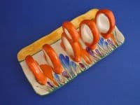 Clarice Cliff Bizarre Autumn 'Crocus' 5 Bar Toast Rack c1930