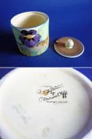 Clarice Cliff Bizarre 'Delecia Pansies' Drum Preserve Pot c1933 (Sold)