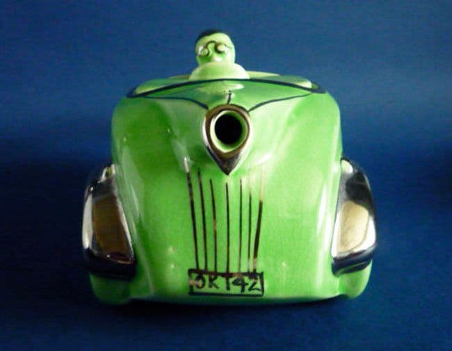 Classic 1930s Art Deco Green Racing Car Teapot by Sadler OKT42 c1937 Sold