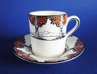 Crown Ducal 'Orange Tree' Coffee Can and Saucer #2 c1925 (Sold)
