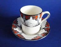 Crown Ducal 'Orange Tree' Coffee Can and Saucer #2 c1925 (Sold)