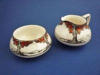 Crown Ducal 'Orange Tree' Cream and Sugar c1928 (Sold)