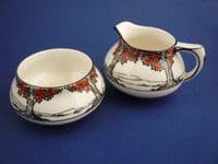 Crown Ducal 'Orange Tree' Cream and Sugar c1928 (Sold)