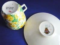 Crown Ducal 'Primula' Chintz Coffee Cup and Saucer c1930 #2