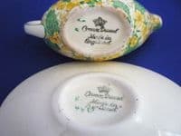 Crown Ducal 'Primula' Chintz Mint Sauce Boat and Stand c1930