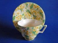 Crown Ducal 'Primula' Chintz Tea Cup and Saucer c1930