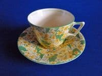 Crown Ducal 'Primula' Chintz Tea Cup and Saucer c1930