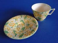 Crown Ducal 'Primula' Chintz Tea Cup and Saucer c1930