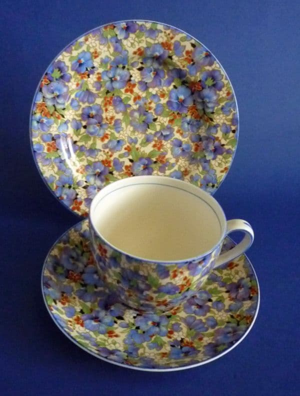 Crown Ducal Viola Chintz Trio c1925