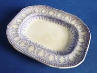 Davenport Mauve Printed Miniature Doll's Toy Meat Plate c1865