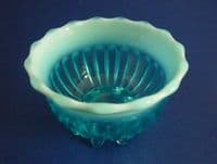 Davidson's Blue Pearline Glass 'Lady Caroline' Sugar Bowl c1895