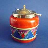 Early Clarice Cliff Original Bizarre Geometric Biscuit Barrel c1928 (Sold)