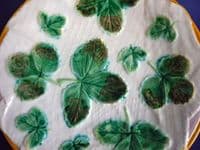 Early George Jones 'Strawberry Leaves on White Napkin' Majolica Plate c1865 #2