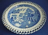 Early Spode Willow Pattern Arcaded Dessert Plate c1810