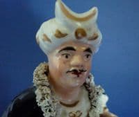 Early Staffordshire Dudson Pottery Quill Holder and Inkwell 'Seated Turk' c1840